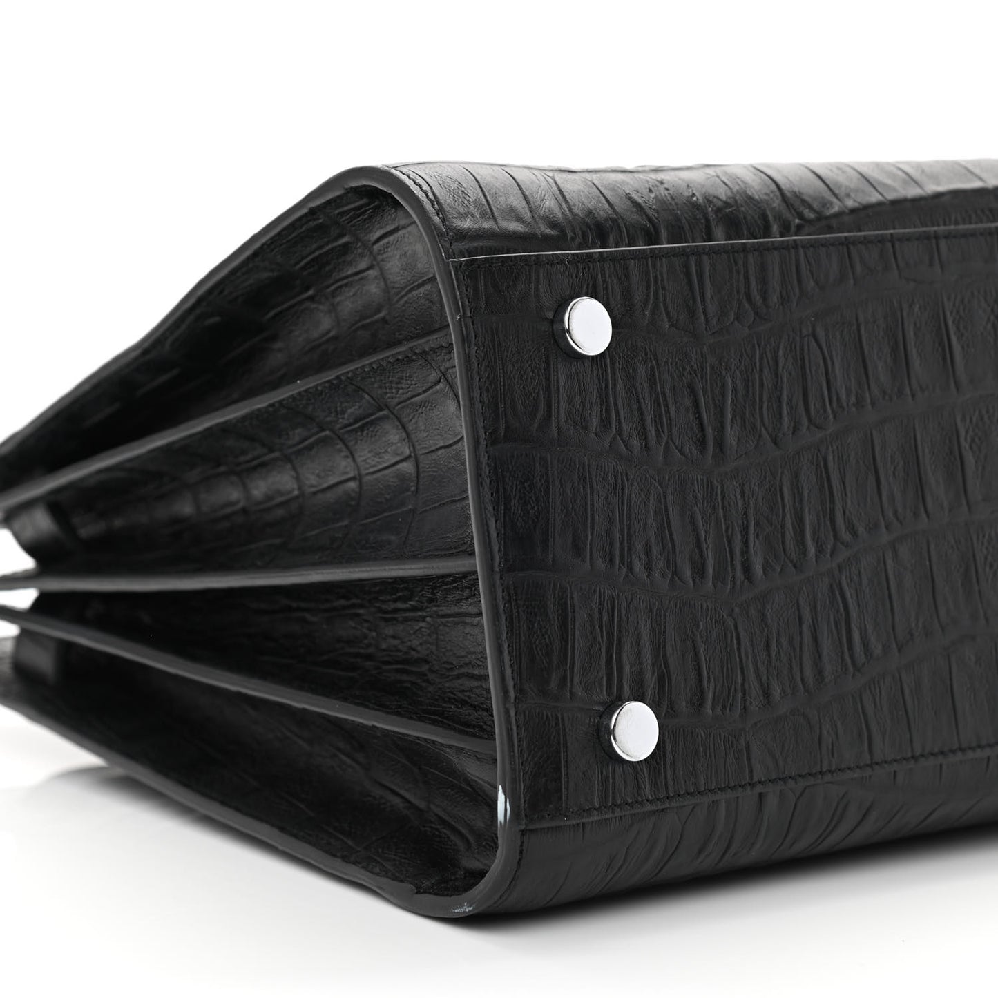 Calfskin Crocodile Embossed Small Sac de Jour Black