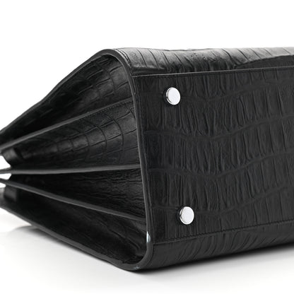 Saint Laurent Calfskin Crocodile Embossed Small Sac de Jour Black 9 of 11