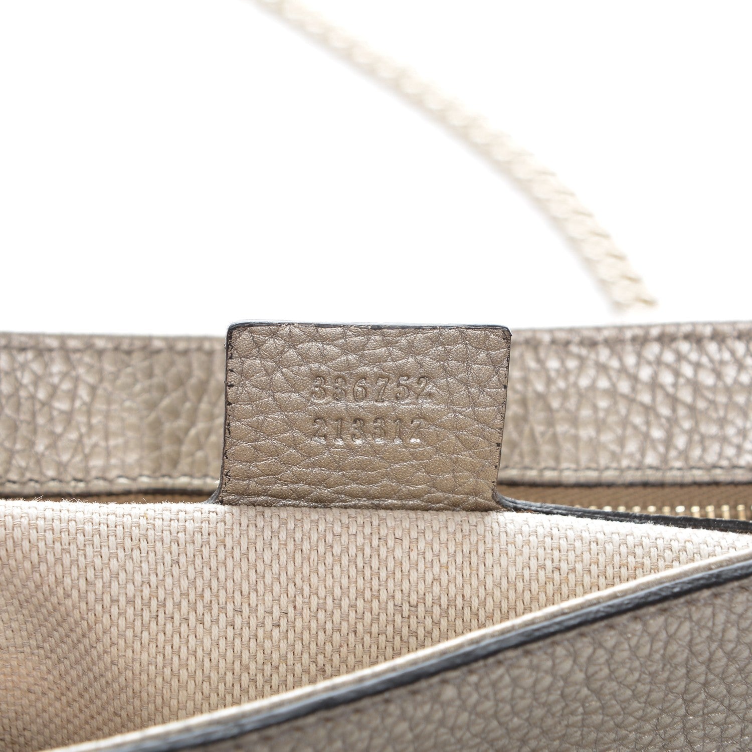 Gucci Metallic Pebbled Calfskin Medium Soho Flap Crossbody Golden Beige 7 of 7