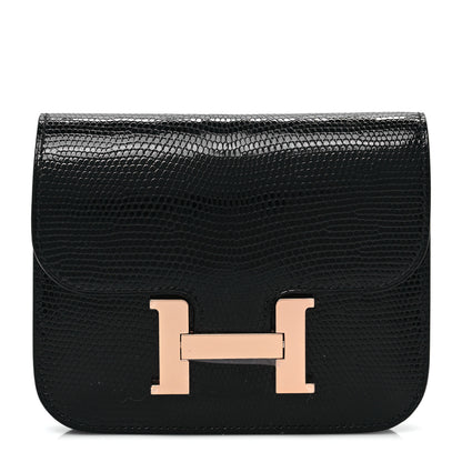 Hermes Lizard Constance Slim Wallet Black 3 of 8