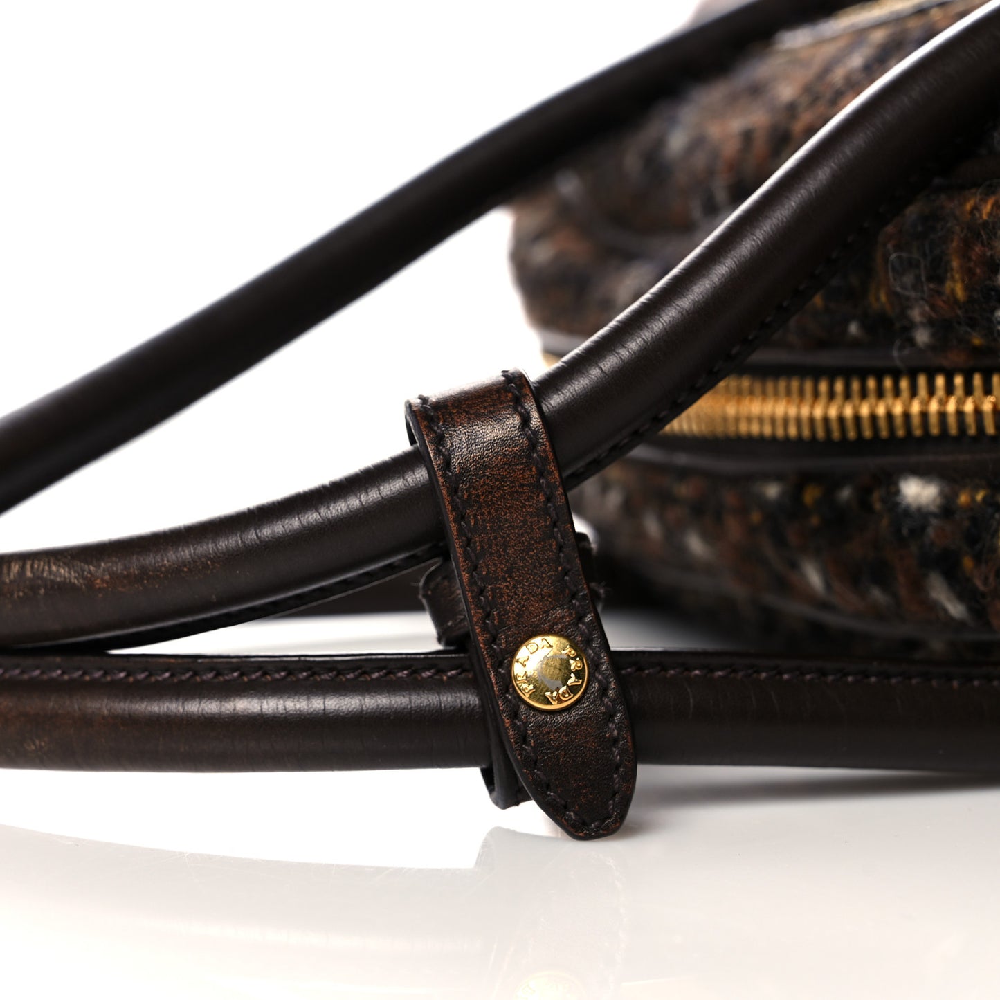 Tessuto Tweed Vitello Bowling Bag Cacao Knicker