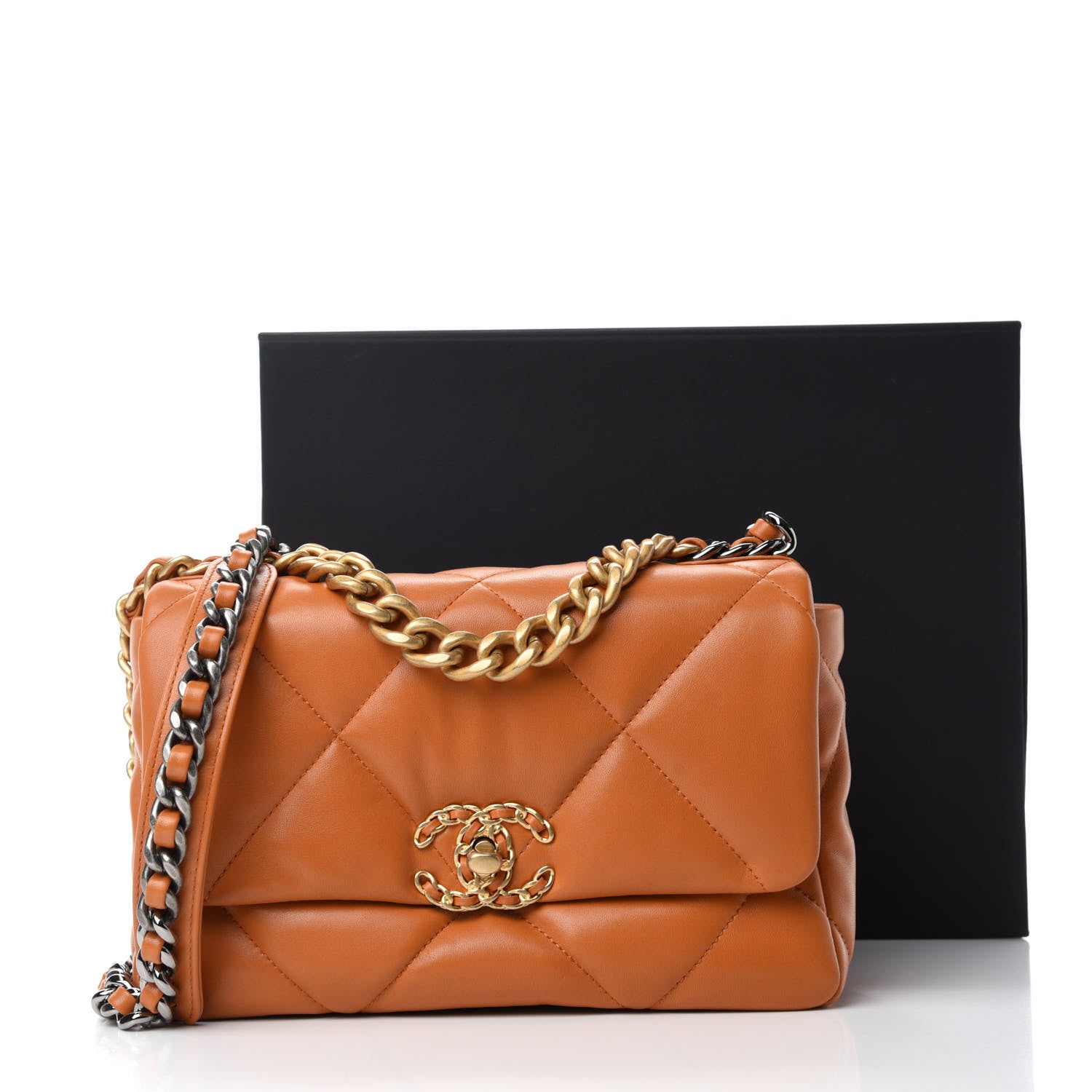 Chanel Lambskin Quilted Medium Chanel 19 Flap Light Brown 11 of 11