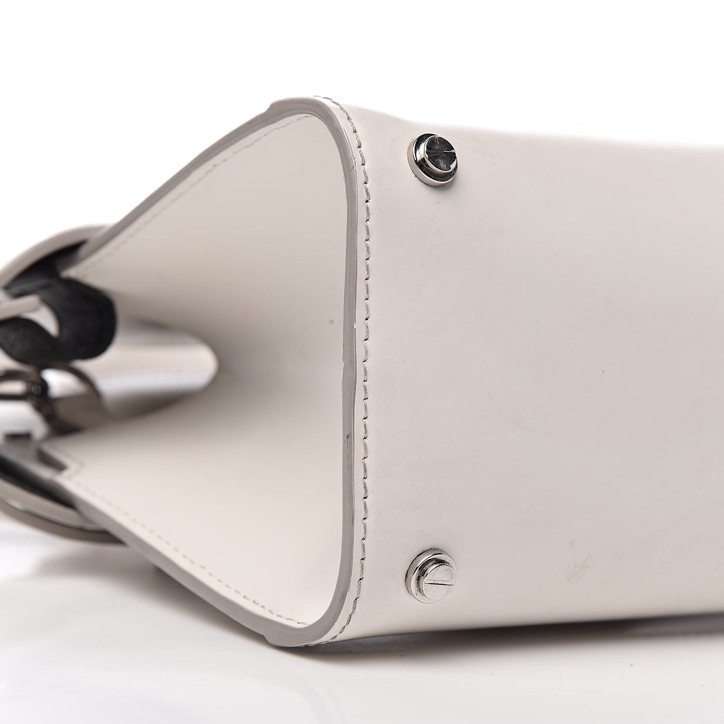 Grained Calfskin Mini Horizon Satchel Off White