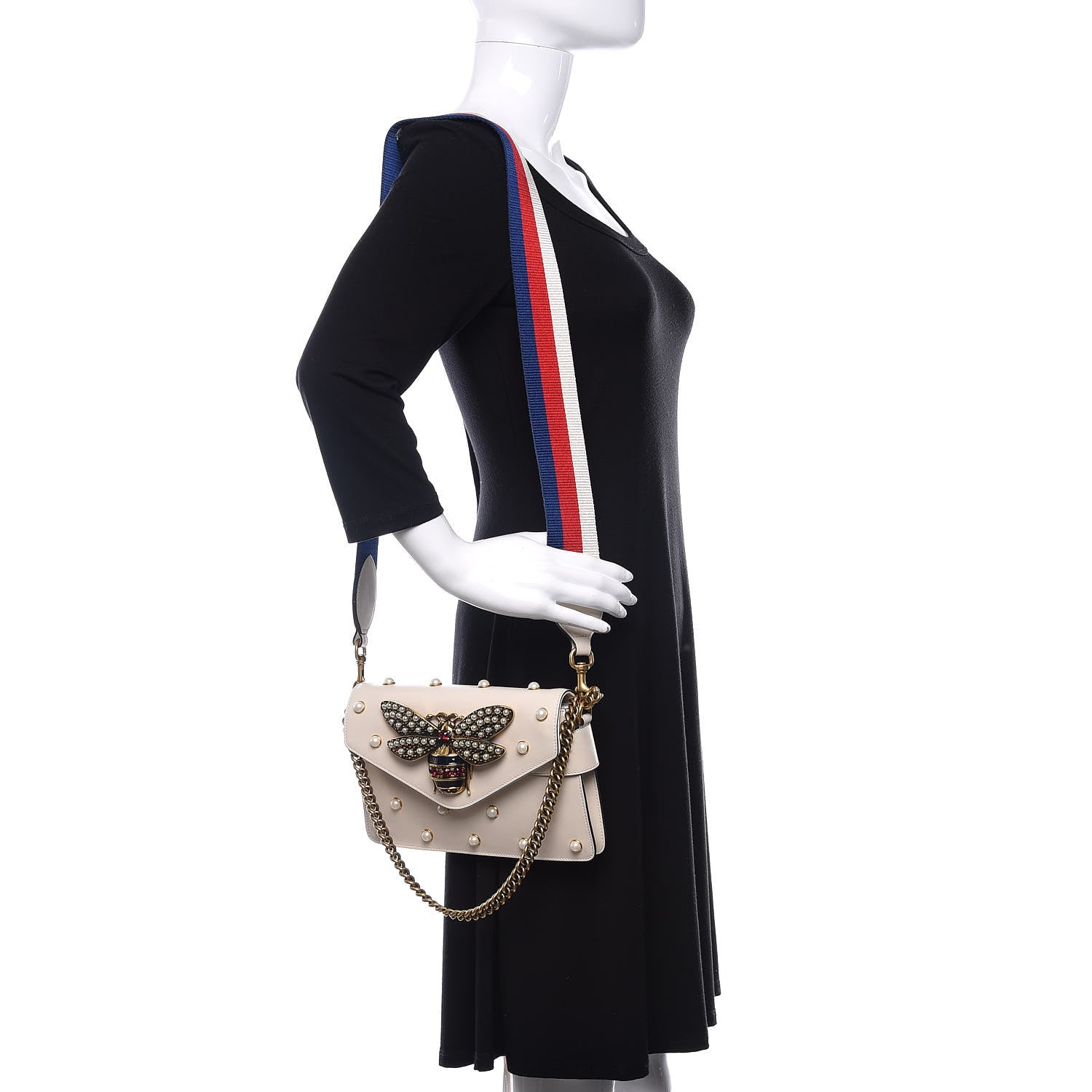 Gucci Nappa Pearl Studded Mini Queen Margaret Broadway Shoulder Bag Mystic White 2 of 13