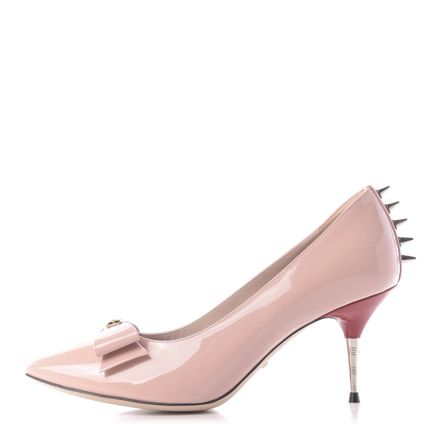 Patent GG Bow Sadie Spike Mid Heel Pumps 38.5 Perfect Pink