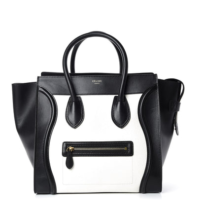 Celine Smooth Calfskin Shrunken Lambskin Mini Bi-Color Luggage Black White 1 of 10
