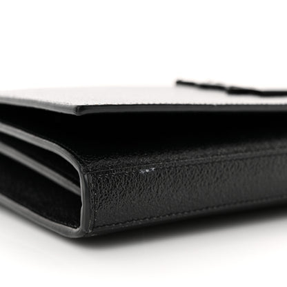 Saint Laurent Grain De Poudre Monogram Chain Wallet Black 9 of 13