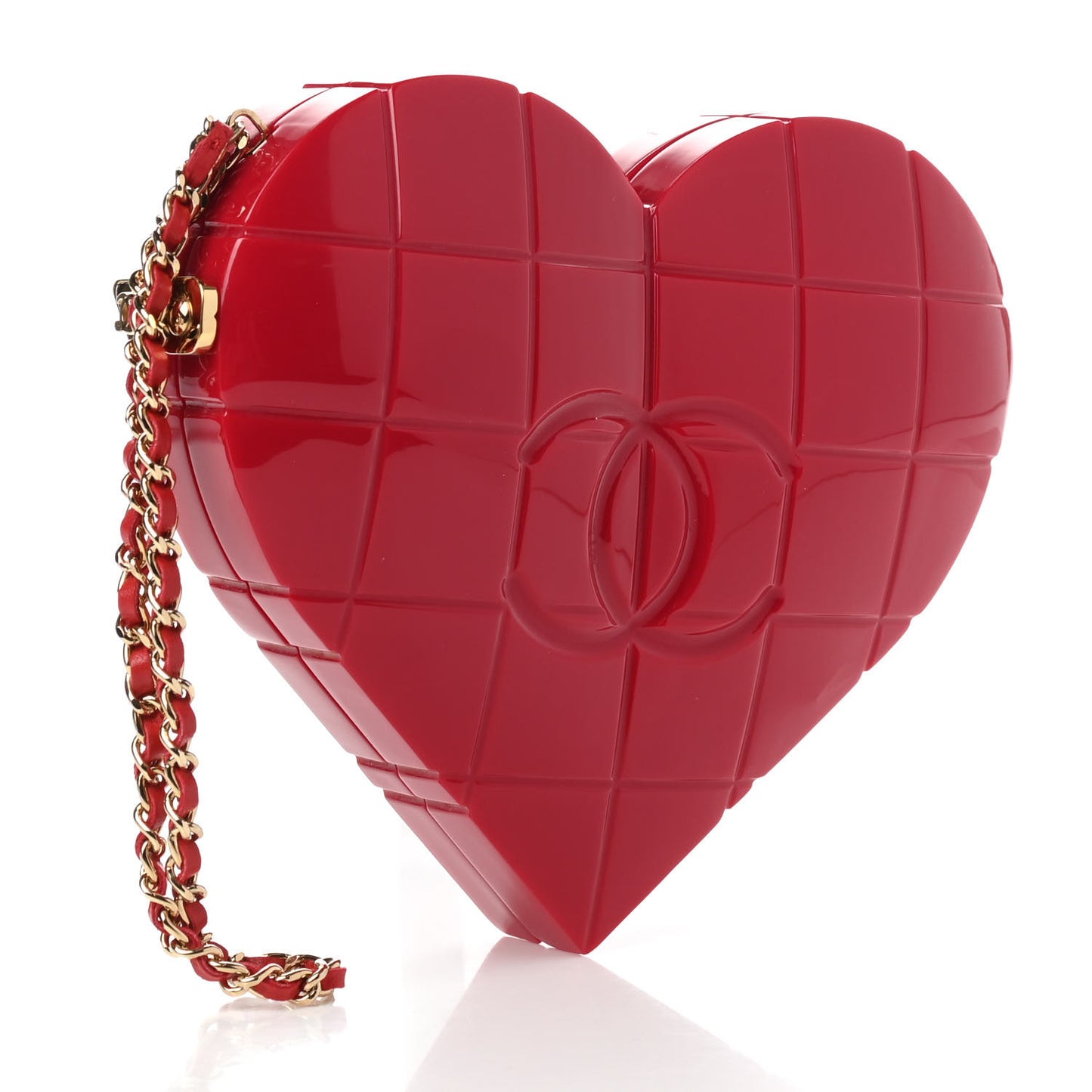 Plexiglass Heart Minaudiere Clutch Red