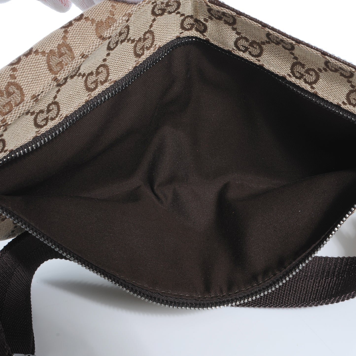 GG Monogram Web Double Pocket Belt Bag Ebony