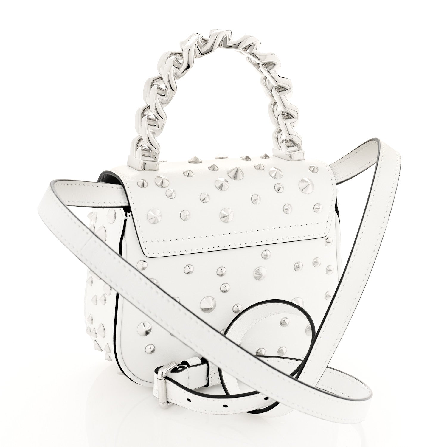 Versace Grained Calfskin Spiked Mini La Medusa Bag White 3 of 8