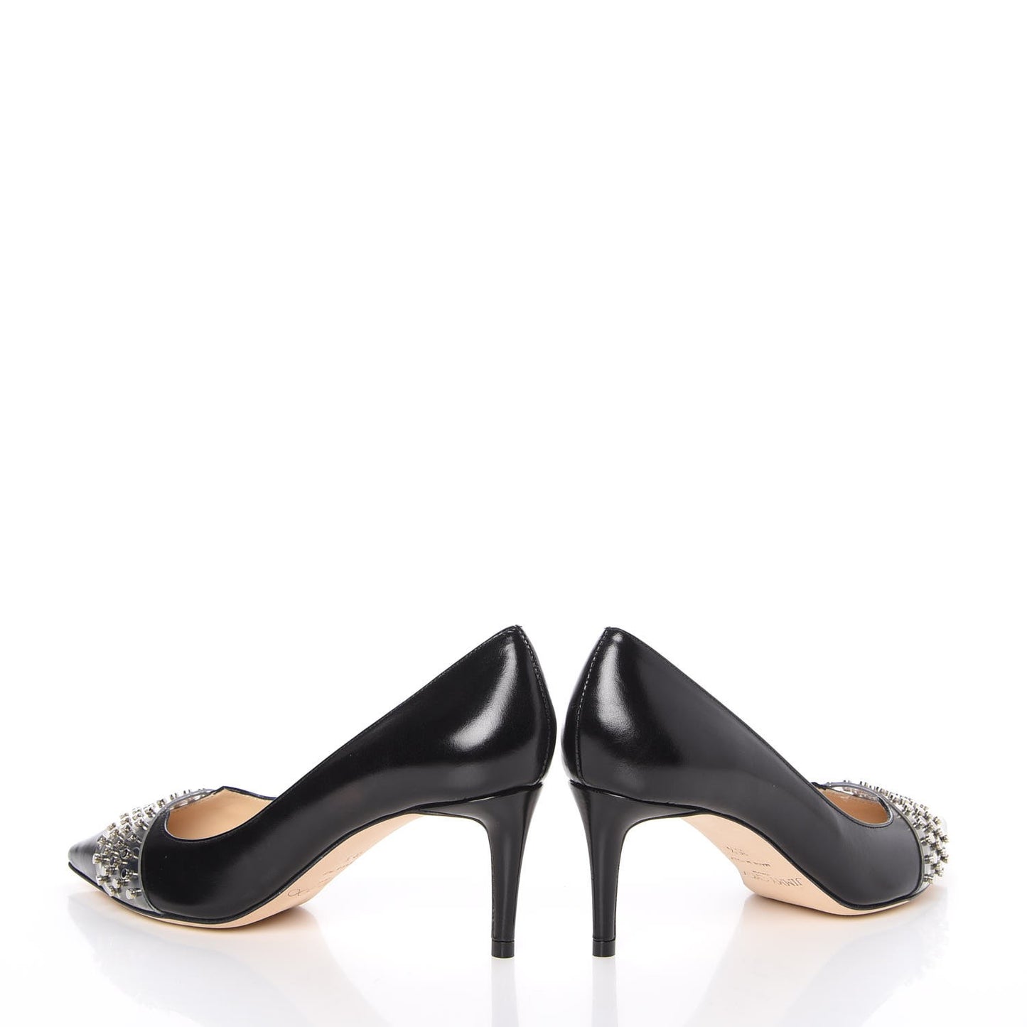 Smooth Calfskin Studded Hazel 65 Pointy Toe Pumps 35.5 Black Silver