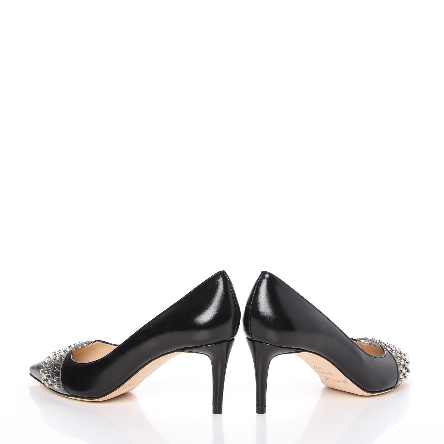 Jimmy Choo Smooth Calfskin Studded Hazel 65 Pointy Toe Pumps 35.5 Black Silver 5 of 10