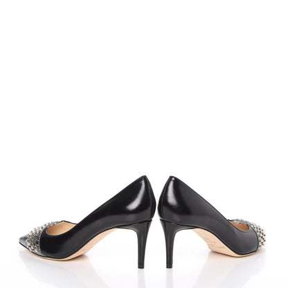 Jimmy Choo Smooth Calfskin Studded Hazel 65 Pointy Toe Pumps 35.5 Black Silver 5 of 10