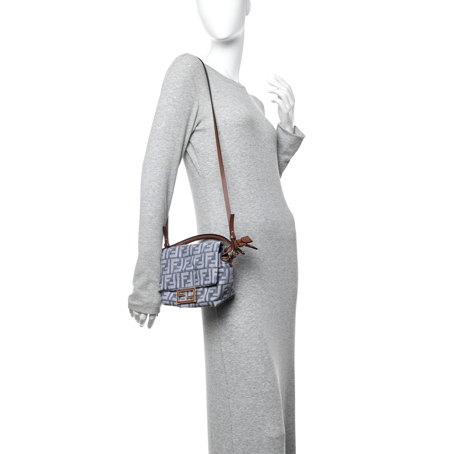 Fendi Denim Small Mamma Baguette Blue 2 of 10