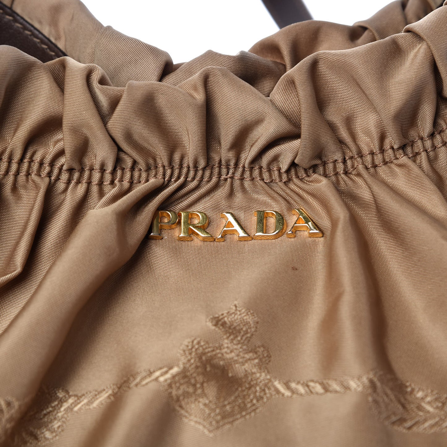 Tessuto Nylon Jacquard Logo Tote Cammello