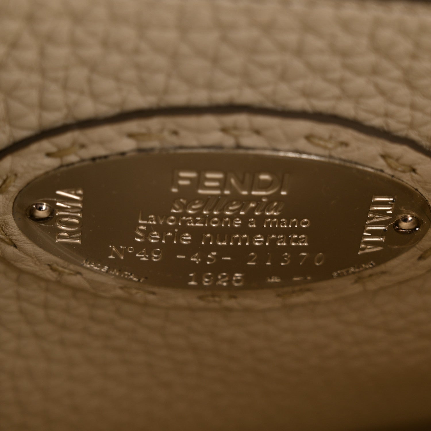 Fendi Cuoio Romano Selleria Bi-Color Medium Peekaboo Iconic Satchel Asfalto Latte 6 of 13