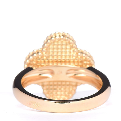 Van Cleef & Arpels 18K Yellow Gold Diamond Mother of Pearl Vintage Alhambra Ring 50 5.25 4 of 6