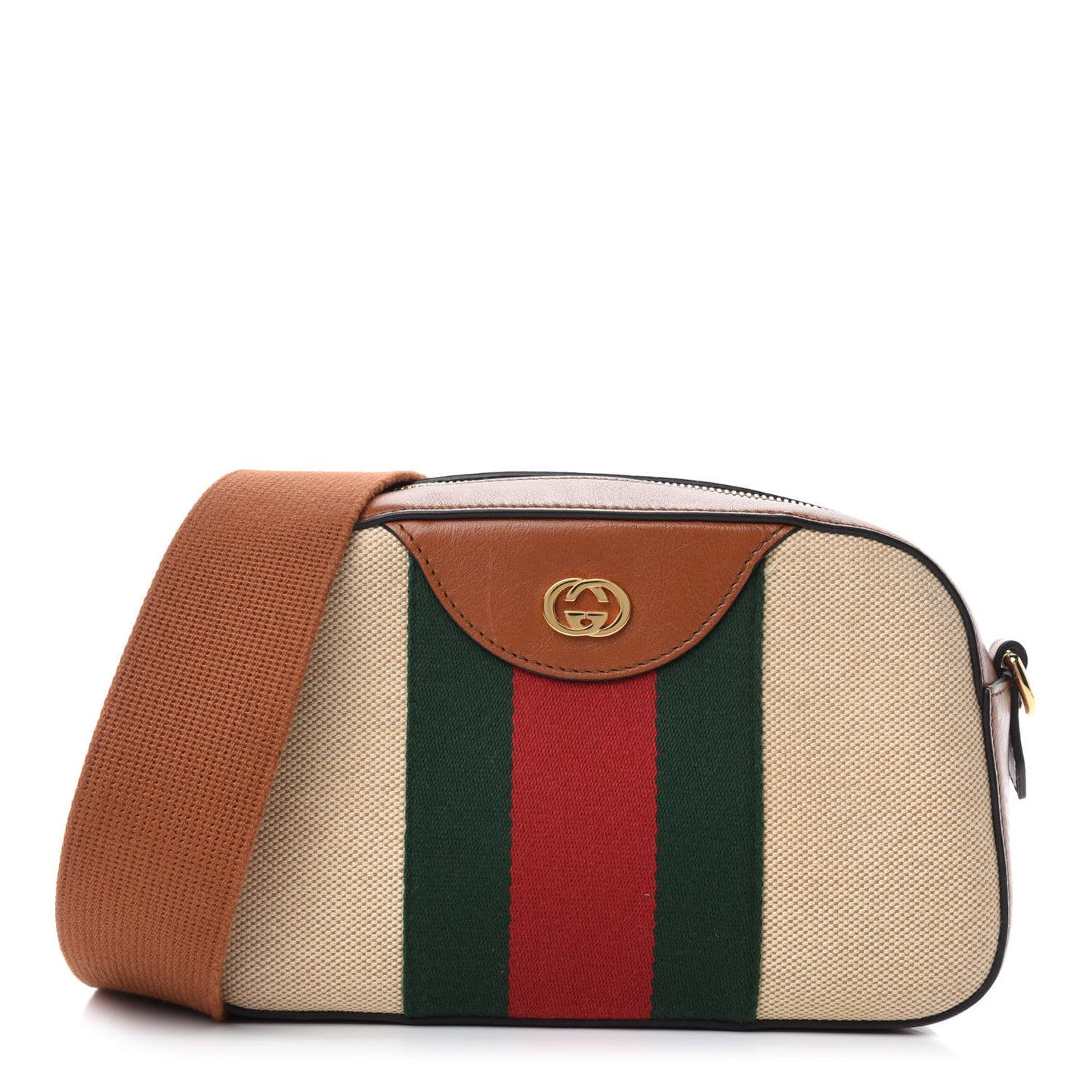 Vintage Canvas Web Shoulder Bag Sand Cuir