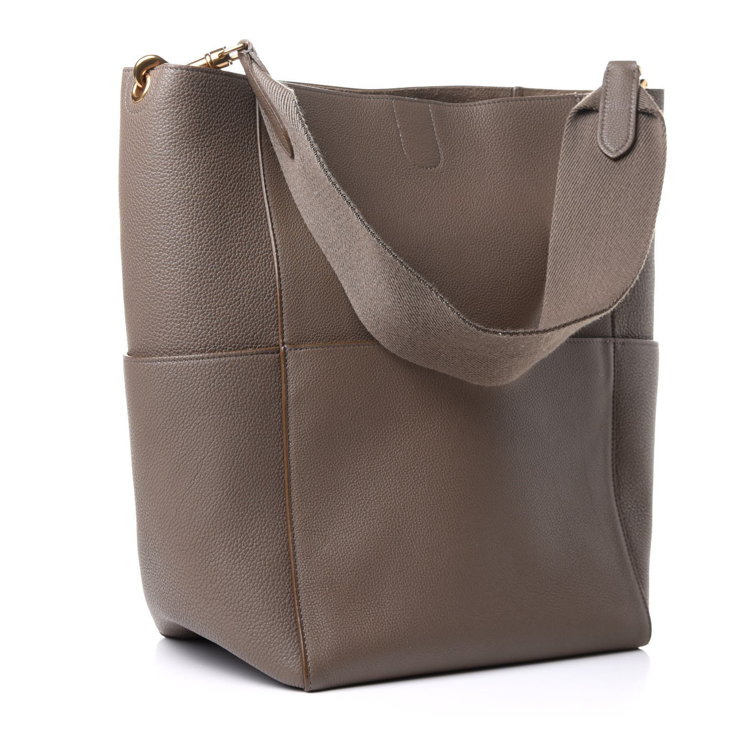 Soft Grained Calfskin Sangle Bucket Bag Taupe