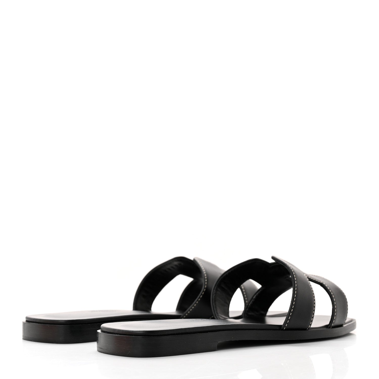 Hermes Box Calfskin Oran Sandals 36.5 Black 4 of 8