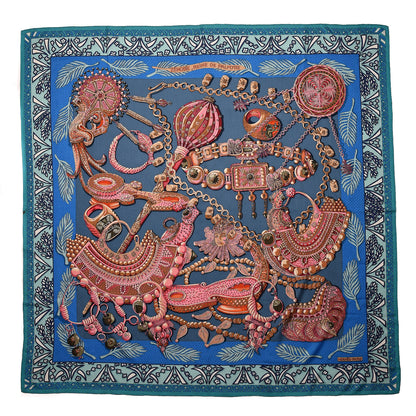 Hermes Cashmere Silk Zenobie Reine De Palmyre Shawl 140 Turquoise Rose Gris Bleuete 1 of 10