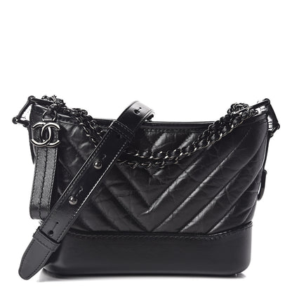 Chanel Aged Calfskin Chevron Quilted Small Gabrielle Hobo So Black 1 of 10