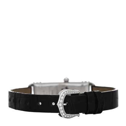 Cartier 18K White Gold Alligator Diamond Ruby 15mm Tank Chinoise Quartz Watch Black 3 of 5