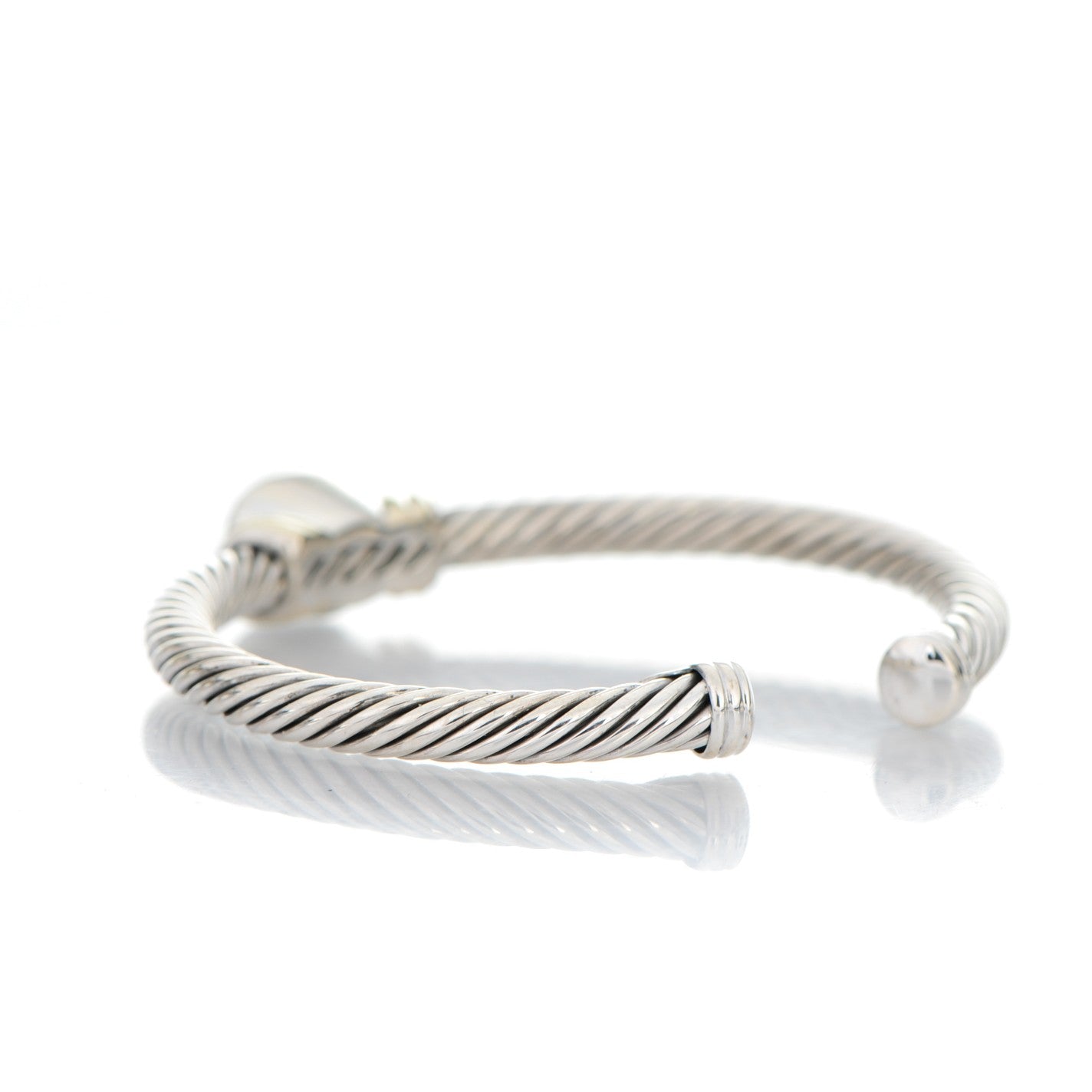 David Yurman Sterling Silver 14K Gold Blue Topaz 5mm Cable Classics Station Bracelet 3 of 4