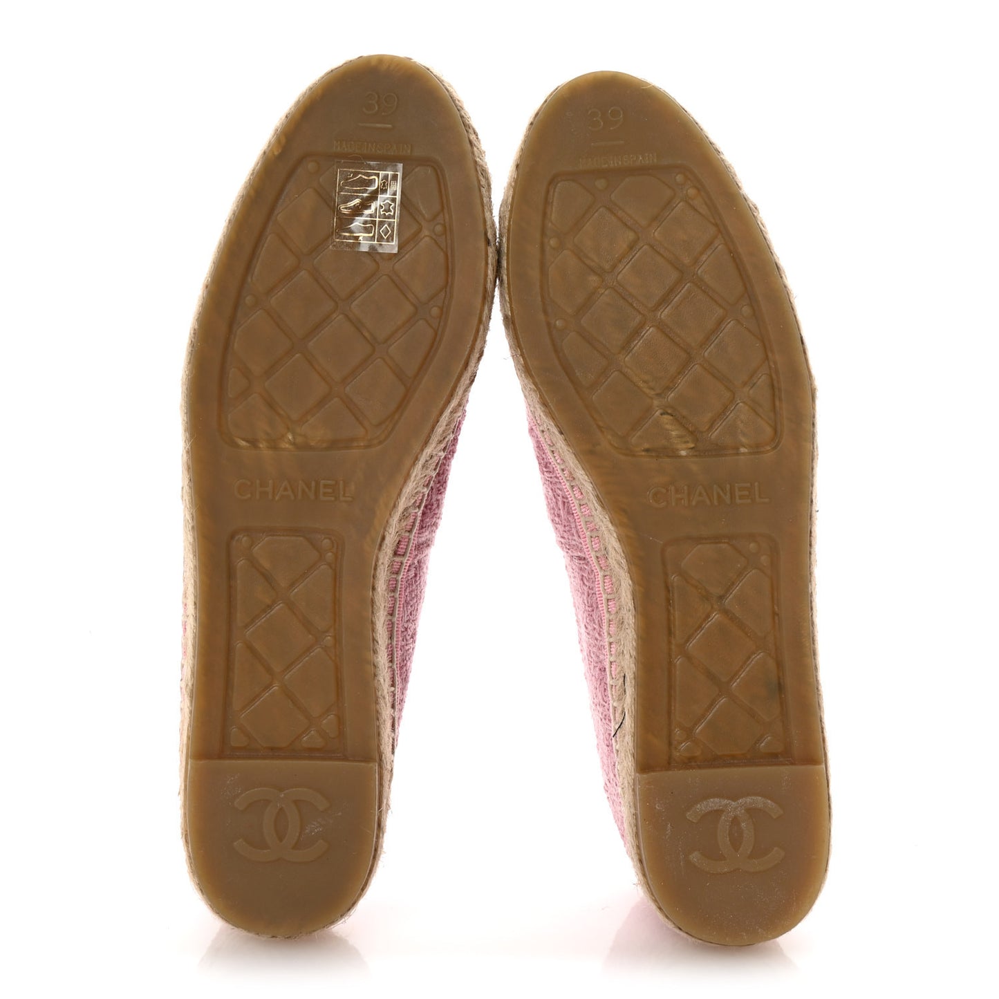 Tweed Patent CC Espadrilles 39 Pink Black
