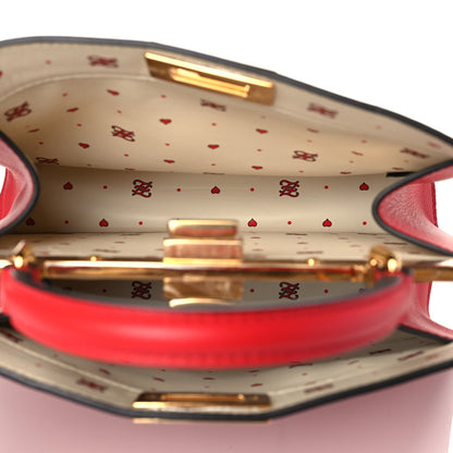 Fendi Vitello Seta Nappa Chinese Valentines Day Karligraphy Small Peekaboo I SEE U Satchel Rosso Cardinale Panna 4 of 9