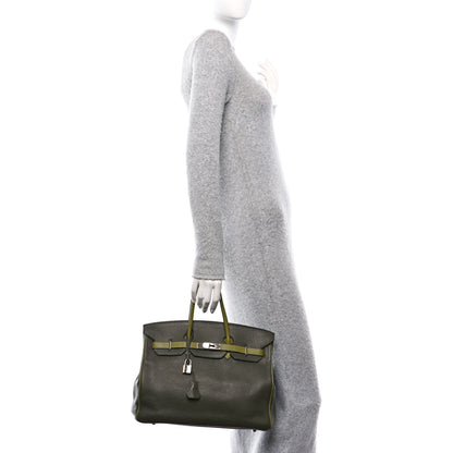 Hermes Taurillon Clemence Horseshoe Birkin 35 Vert Veronese Vert Anis 2 of 12
