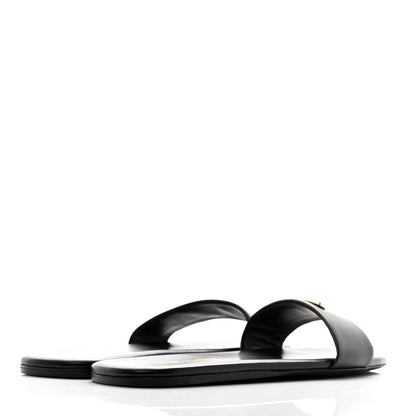 Prada Nappa Metal Triangle Logo Flat Slide Sandals 37 Black 5 of 8