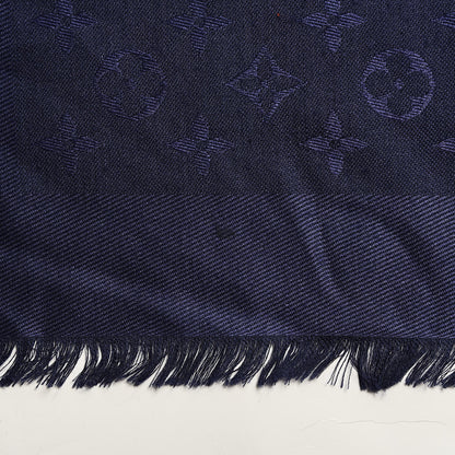 Louis Vuitton Silk Wool Monogram Shawl Night Blue 3 of 6
