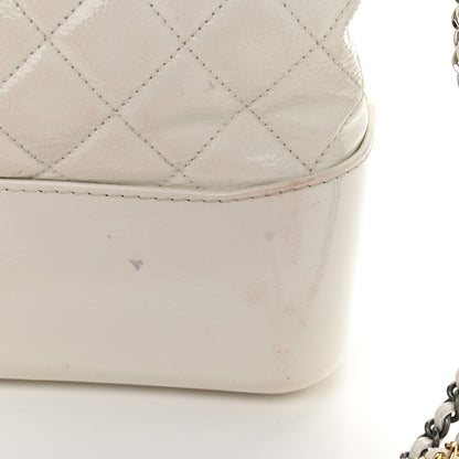 Chanel Patent Goatskin Quilted Medium Gabrielle Hobo White 19 of 25