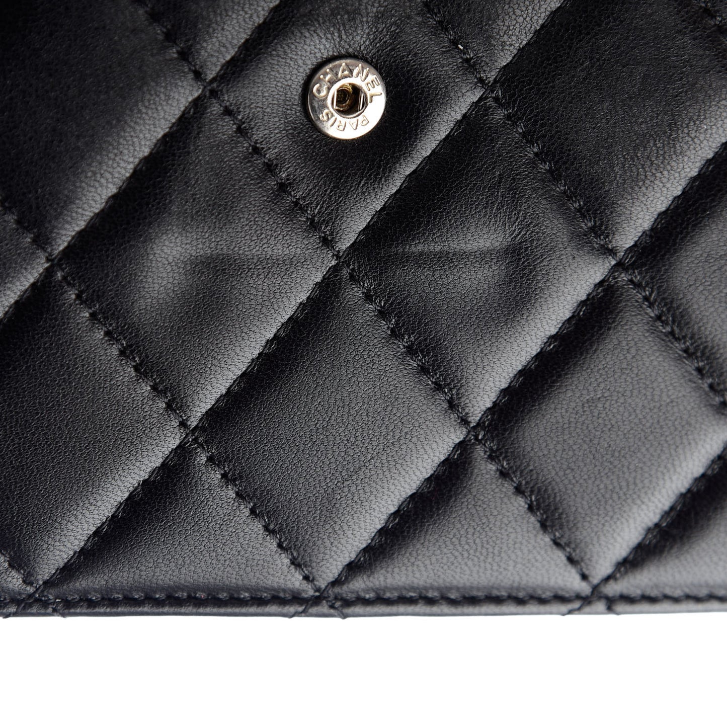 Lambskin Quilted Large Flap Wallet Black