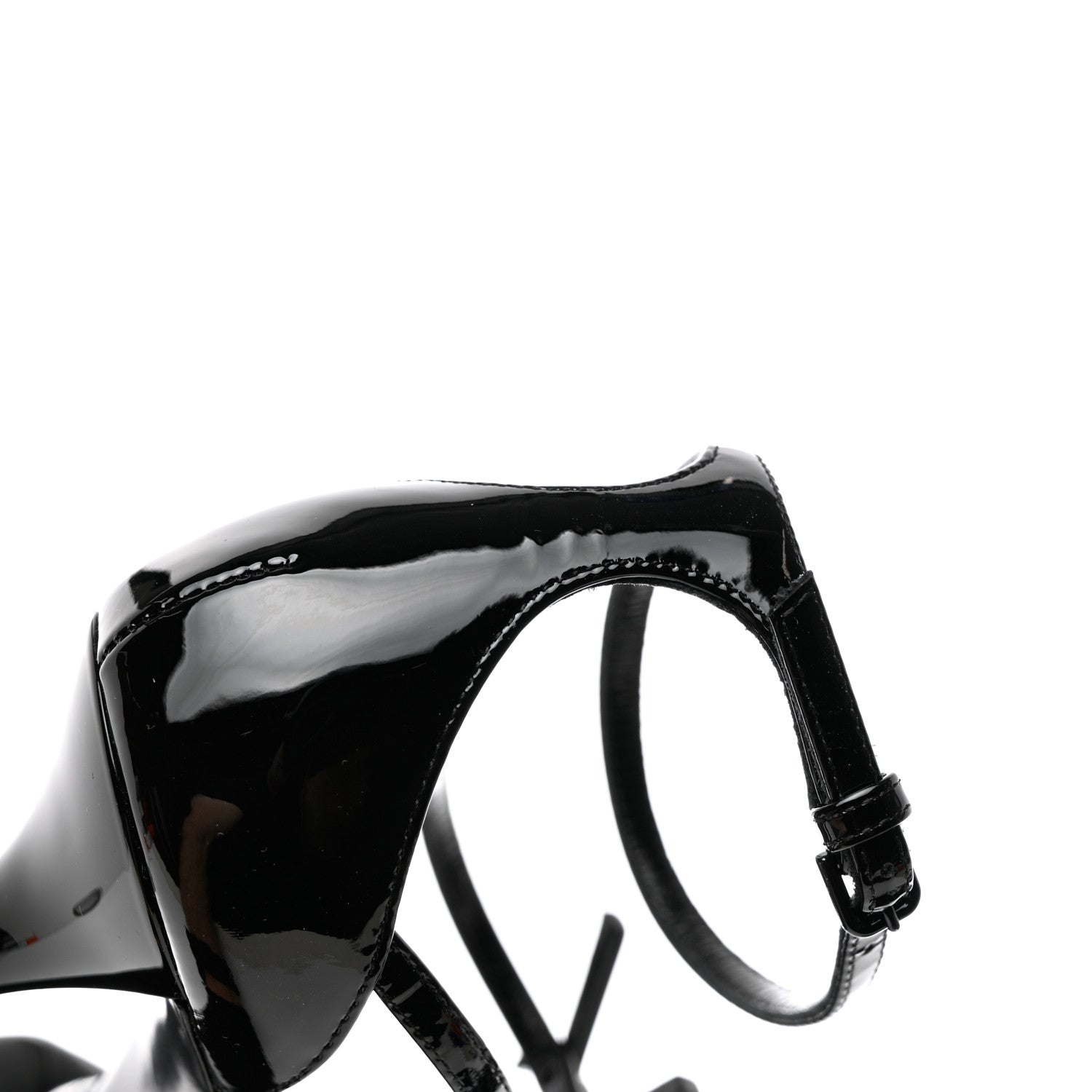 Saint Laurent Patent Cassandra 100 Ankle Strap Sandals 37.5 Black 12 of 13