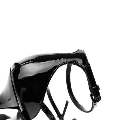 Saint Laurent Patent Cassandra 100 Ankle Strap Sandals 37.5 Black 12 of 13