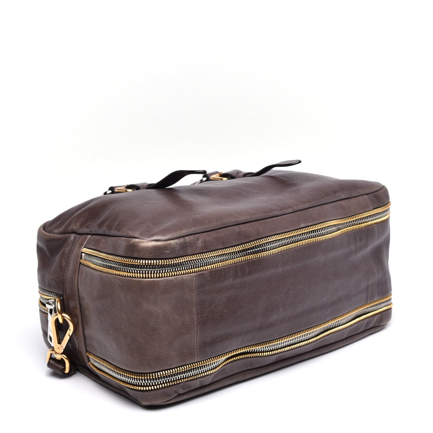 Glace Calfskin Zippers Satchel Ardesia