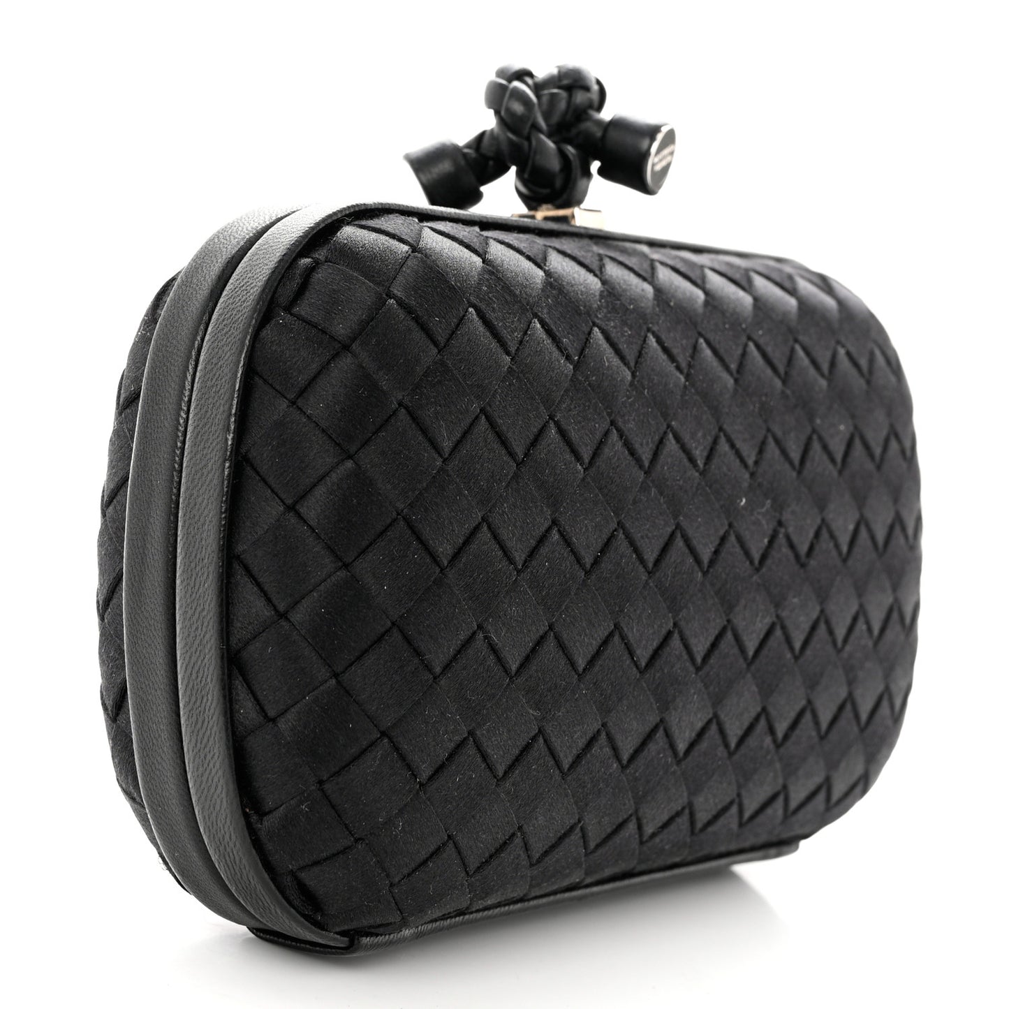 Satin Intreccio Impero Knot Clutch Black