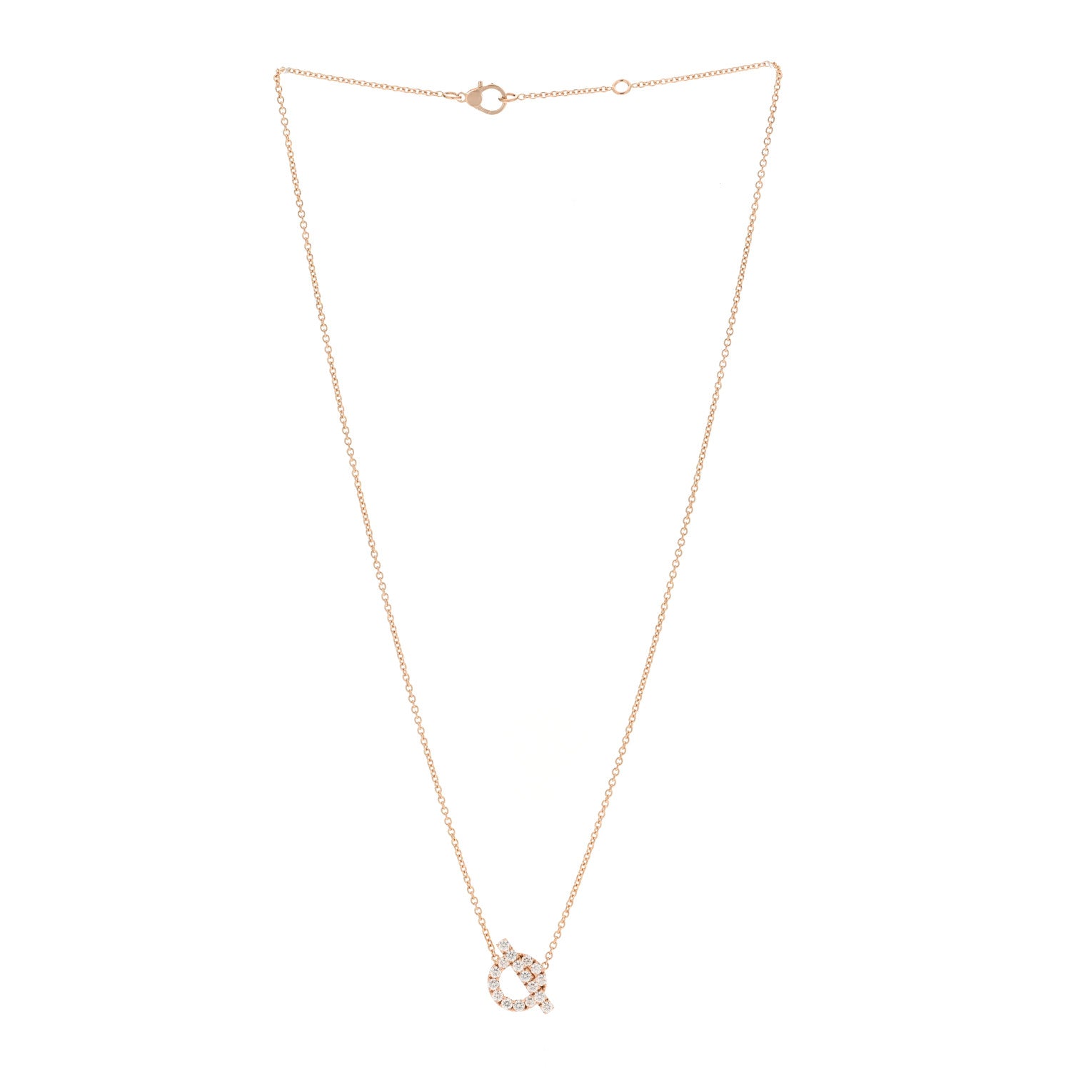 Hermes 18K Rose Gold Diamond Finesse Pendant Necklace 2 of 4