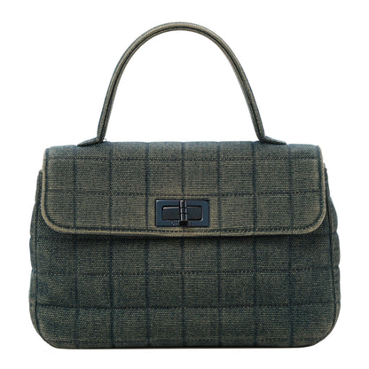 Chanel Denim Quilted Chocolate Bar Mademoiselle Top Handle Bag 1 of 9