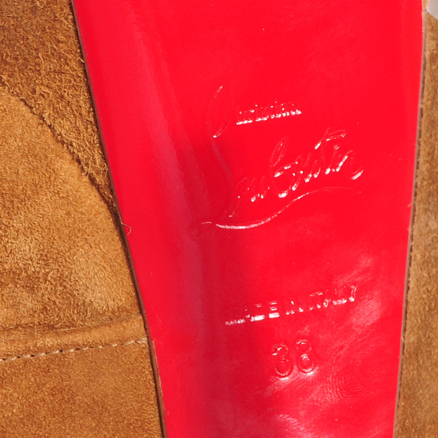 Christian Louboutin Suede Fox Fur Splash 150 Pumps 38 Camel 7 of 7