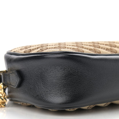Gucci Monogram Matelasse Diagonal Small GG Marmont Chain Shoulder Bag Beige Black 9 of 10