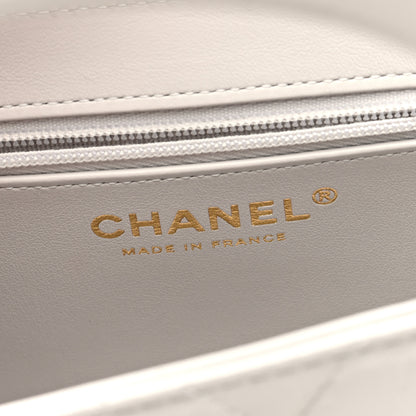 Chanel Shiny Aged Calfskin Quilted Nano Kelly Shopper Light Grey 6 of 11