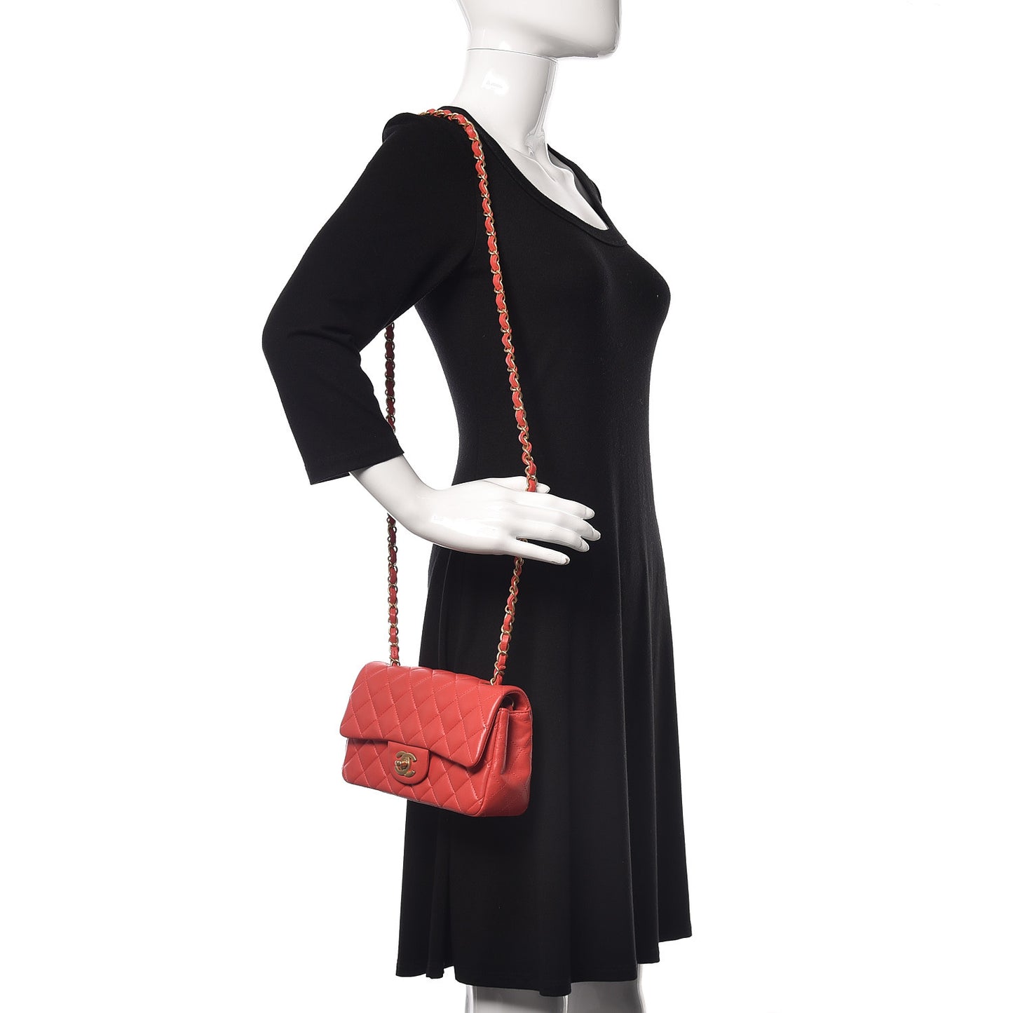 Lambskin Quilted Mini Rectangular Flap Red