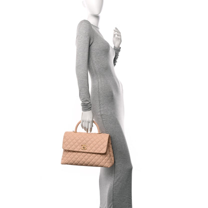 Chanel Caviar Quilted Medium Coco Handle Flap Light Beige 2 of 10