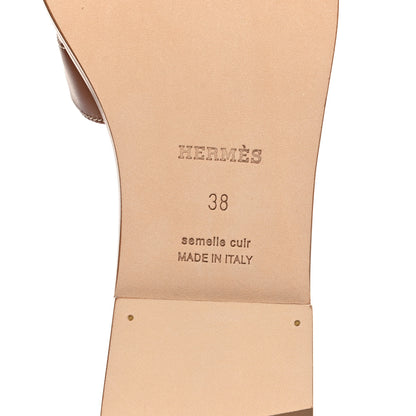 Hermes Box Calfskin Oran Sandals 38 Gold 6 of 9