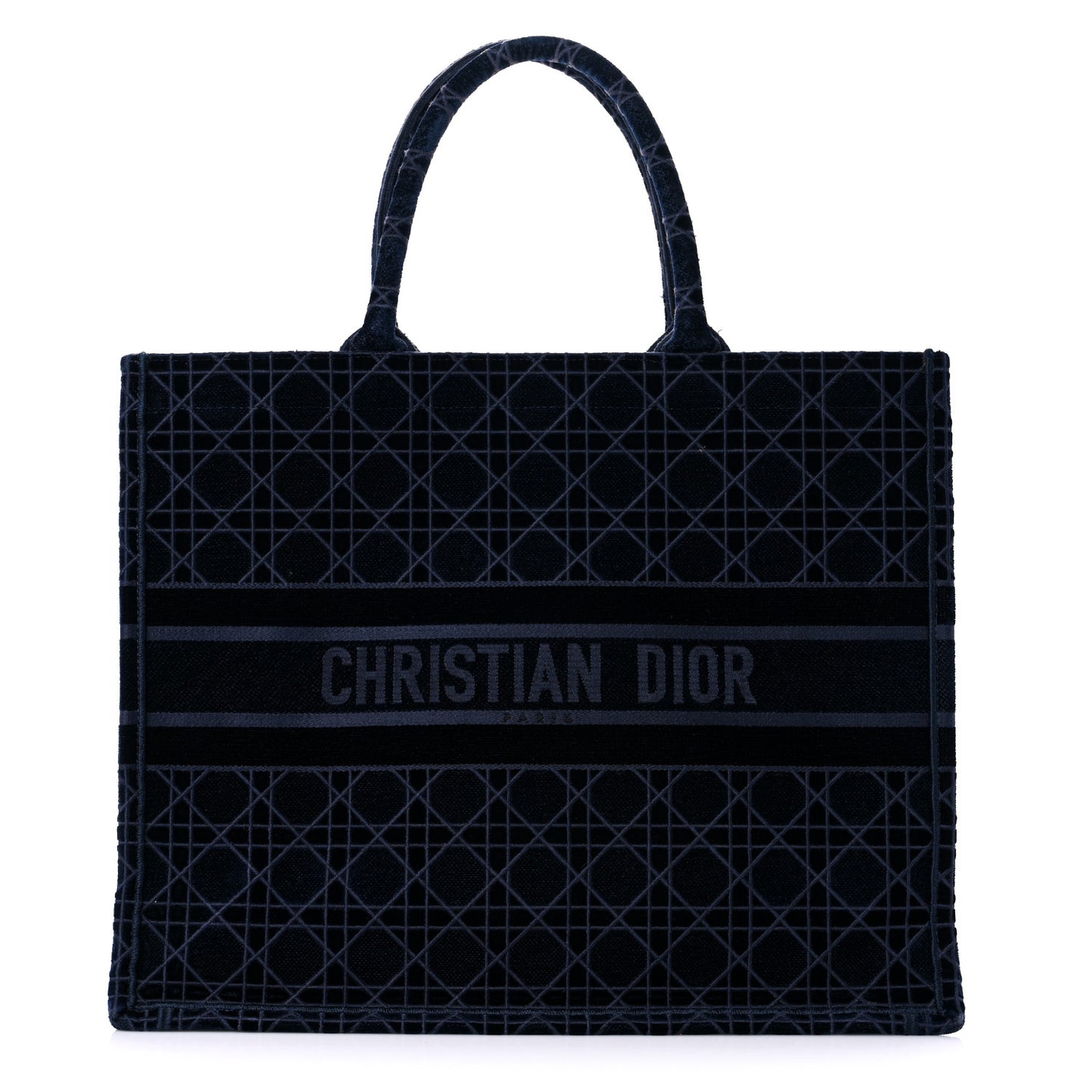 Velvet Cannage Large Book Tote Navy Blue