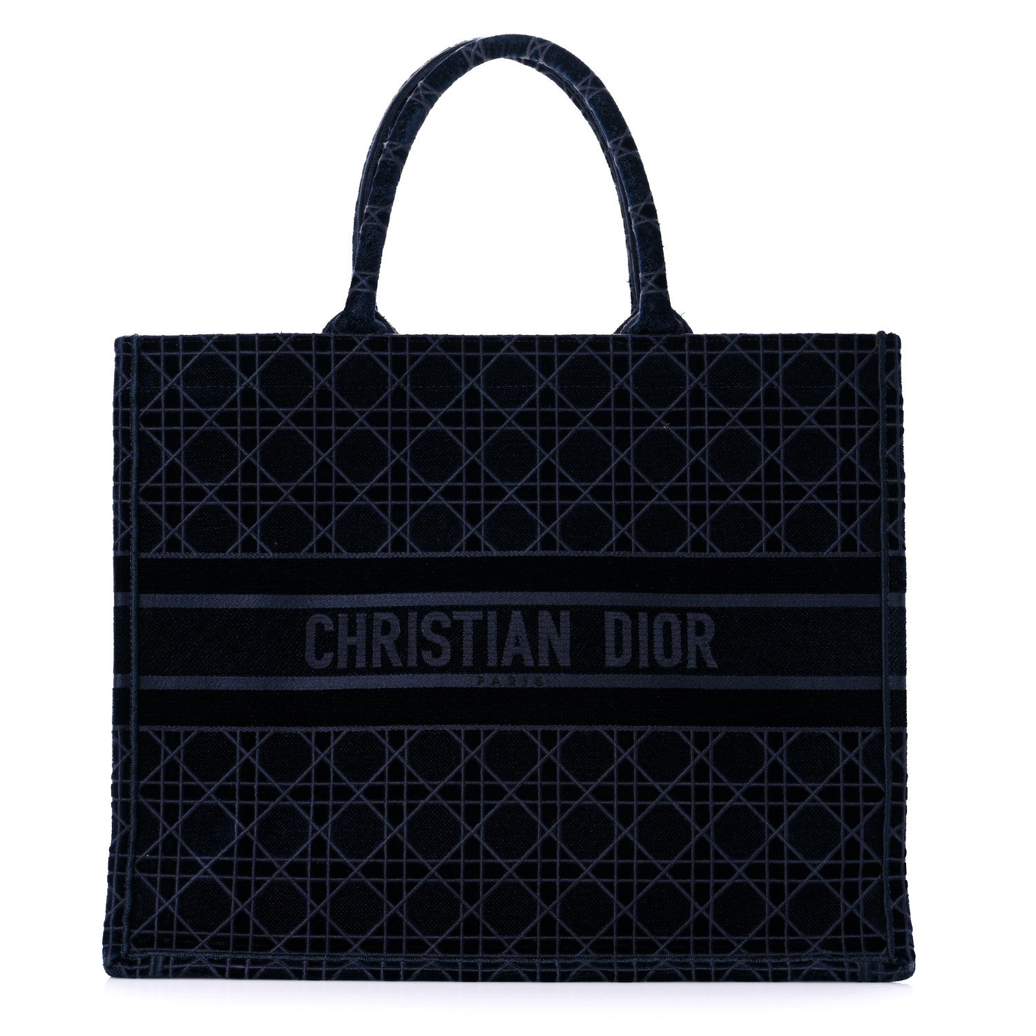 Christian Dior Velvet Cannage Large Book Tote Navy Blue 1 of 17
