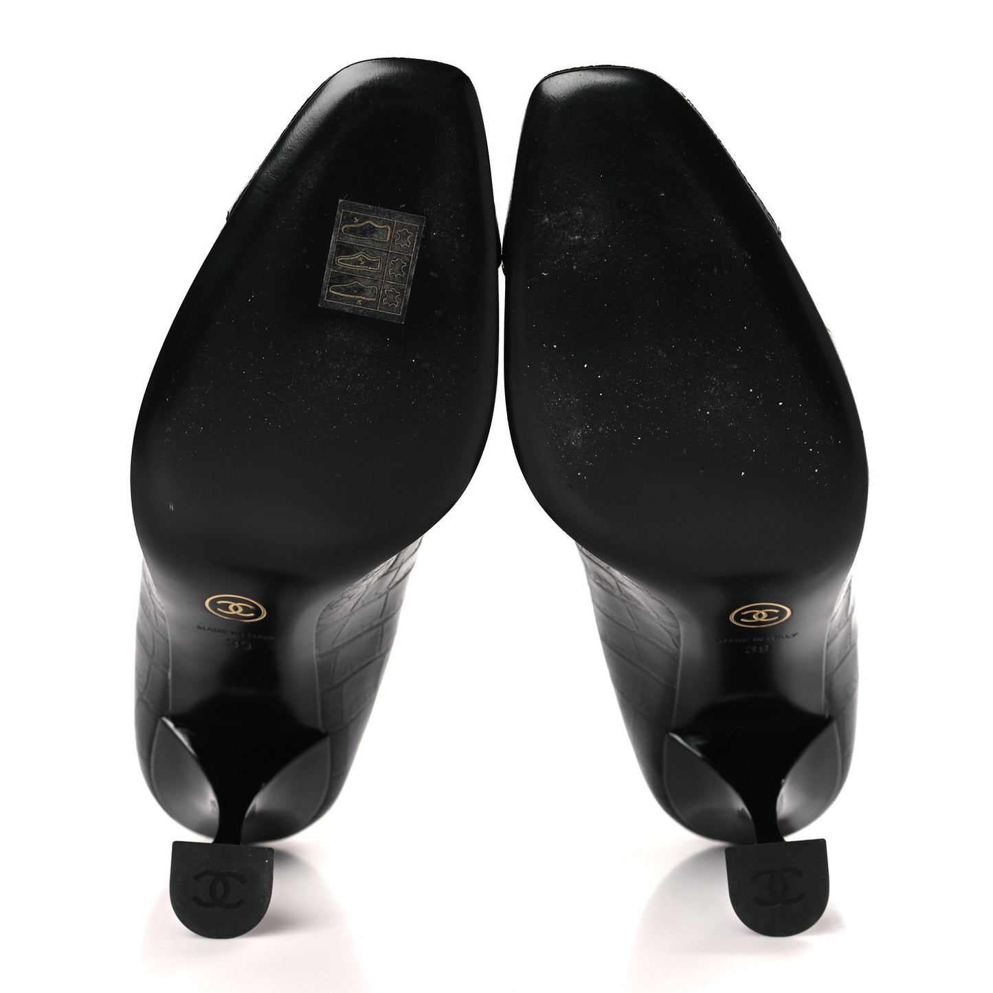 Crocodile Embossed Crumpled Patent Cap Toe Pumps 39 Black